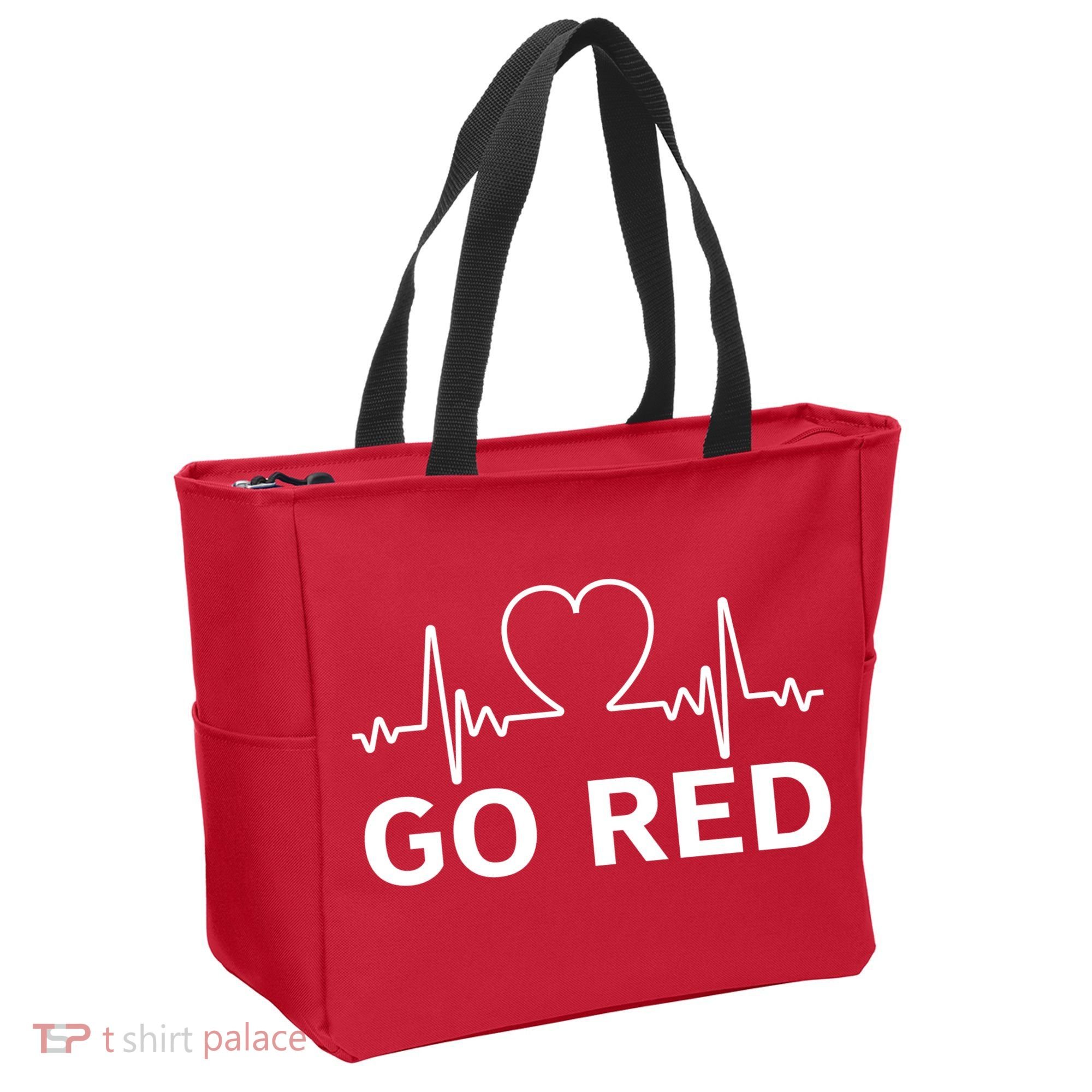 Go Red Pulse Heart Disease Awareness Tote Bag