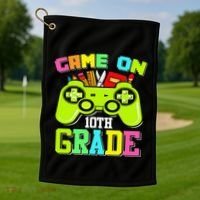 Game On 10th Grade Gamer Back to School Students Golf Towel thumb 1