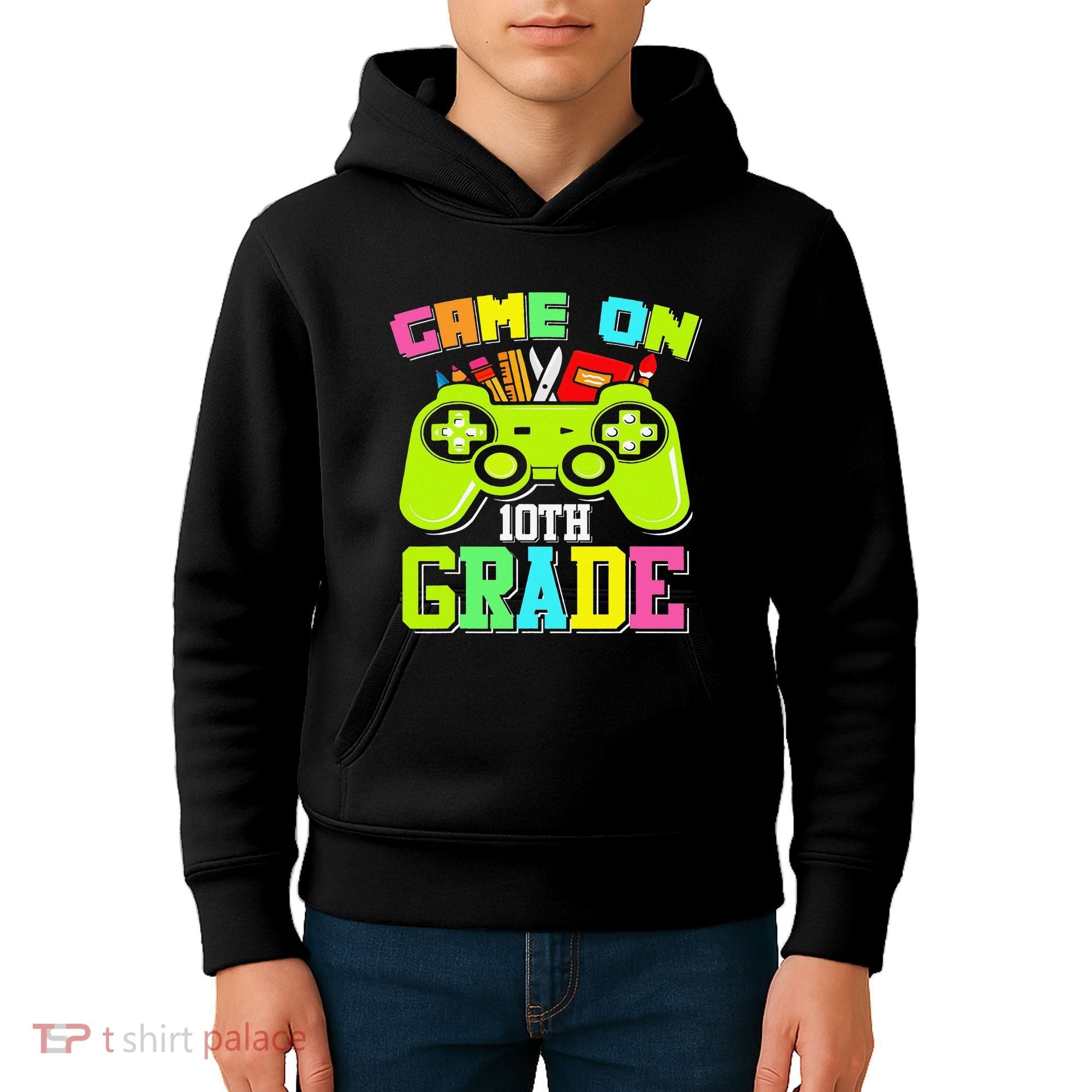 Game On 10th Grade Gamer Back to School Students Kids Hoodie