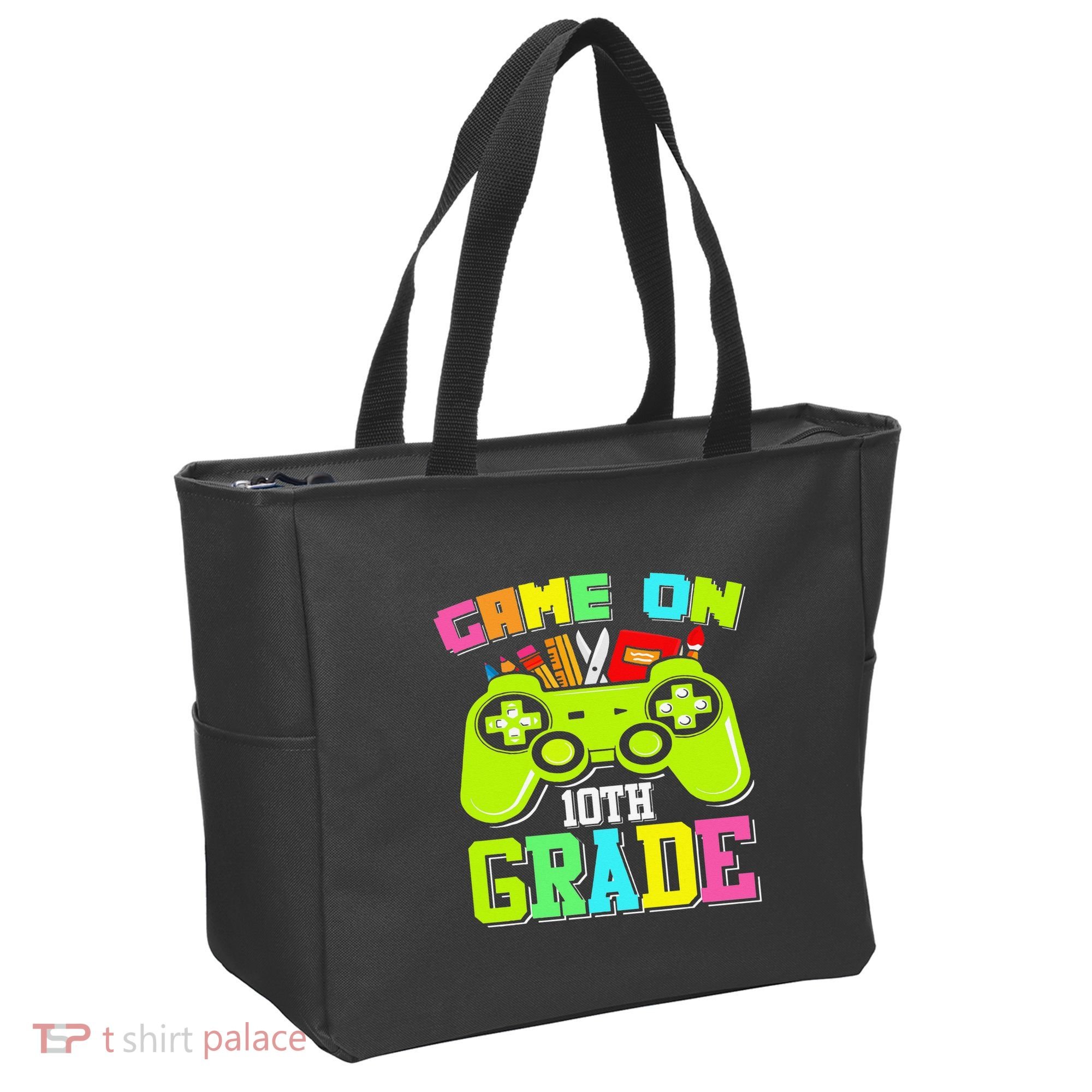 Game On 10th Grade Gamer Back to School Students Tote Bag