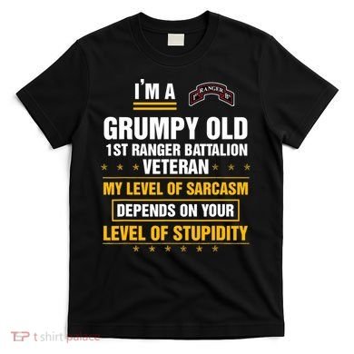 Grumpy Old 1st Ranger Battalion Veteran Soldier Funny Xmas T-Shirt