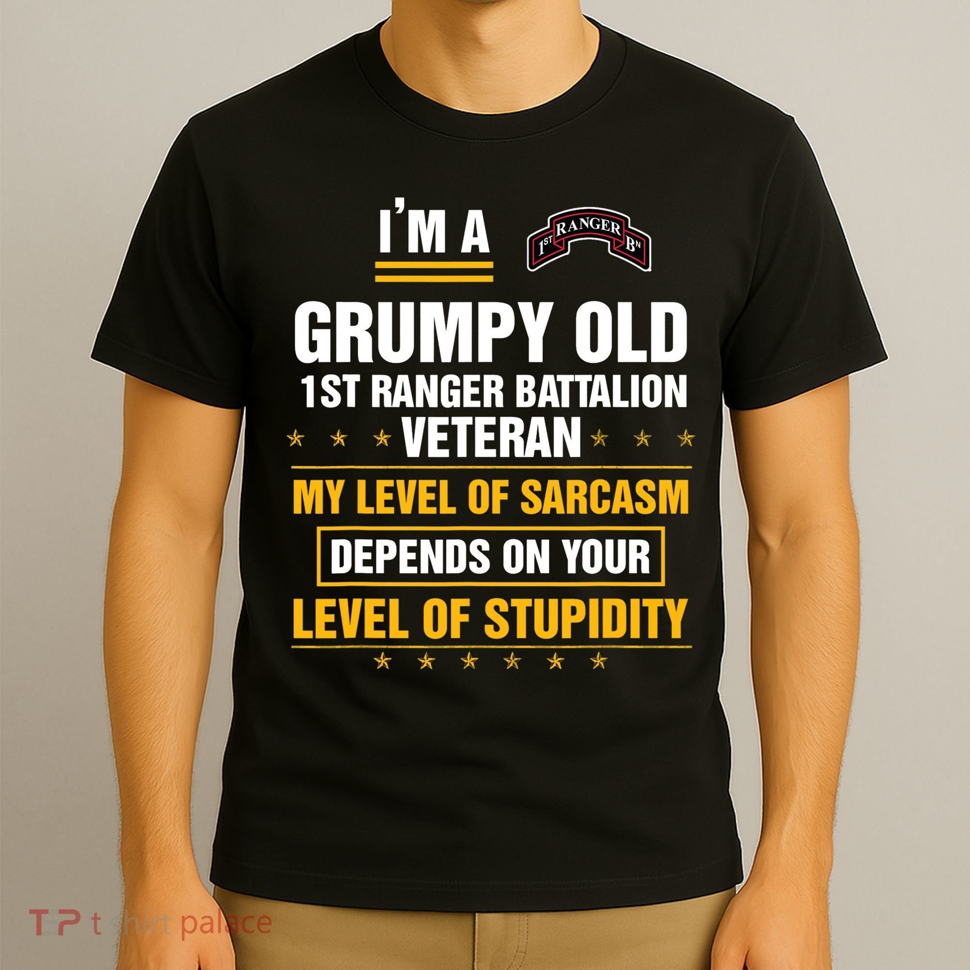 Grumpy Old 1st Ranger Battalion Veteran Soldier Funny Xmas T-Shirt