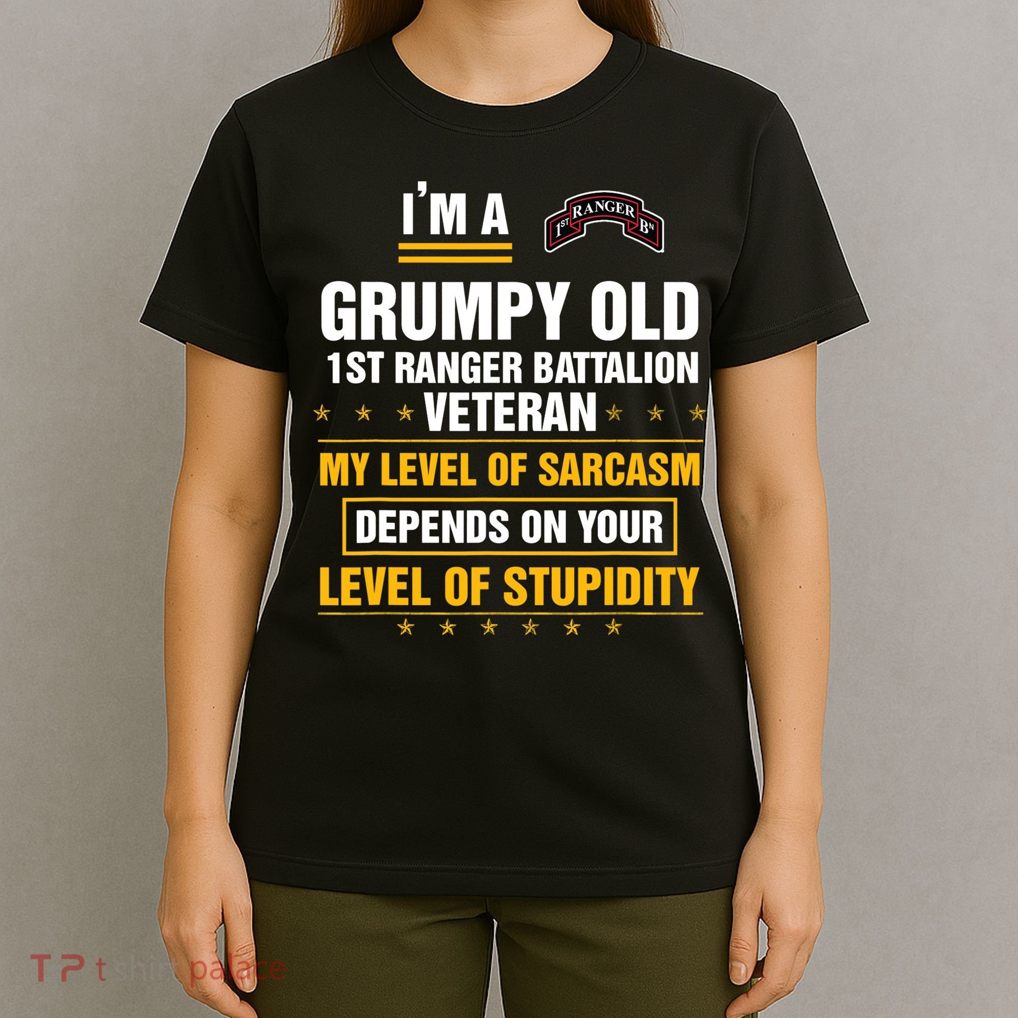 Grumpy Old 1st Ranger Battalion Veteran Soldier Funny Xmas T-Shirt