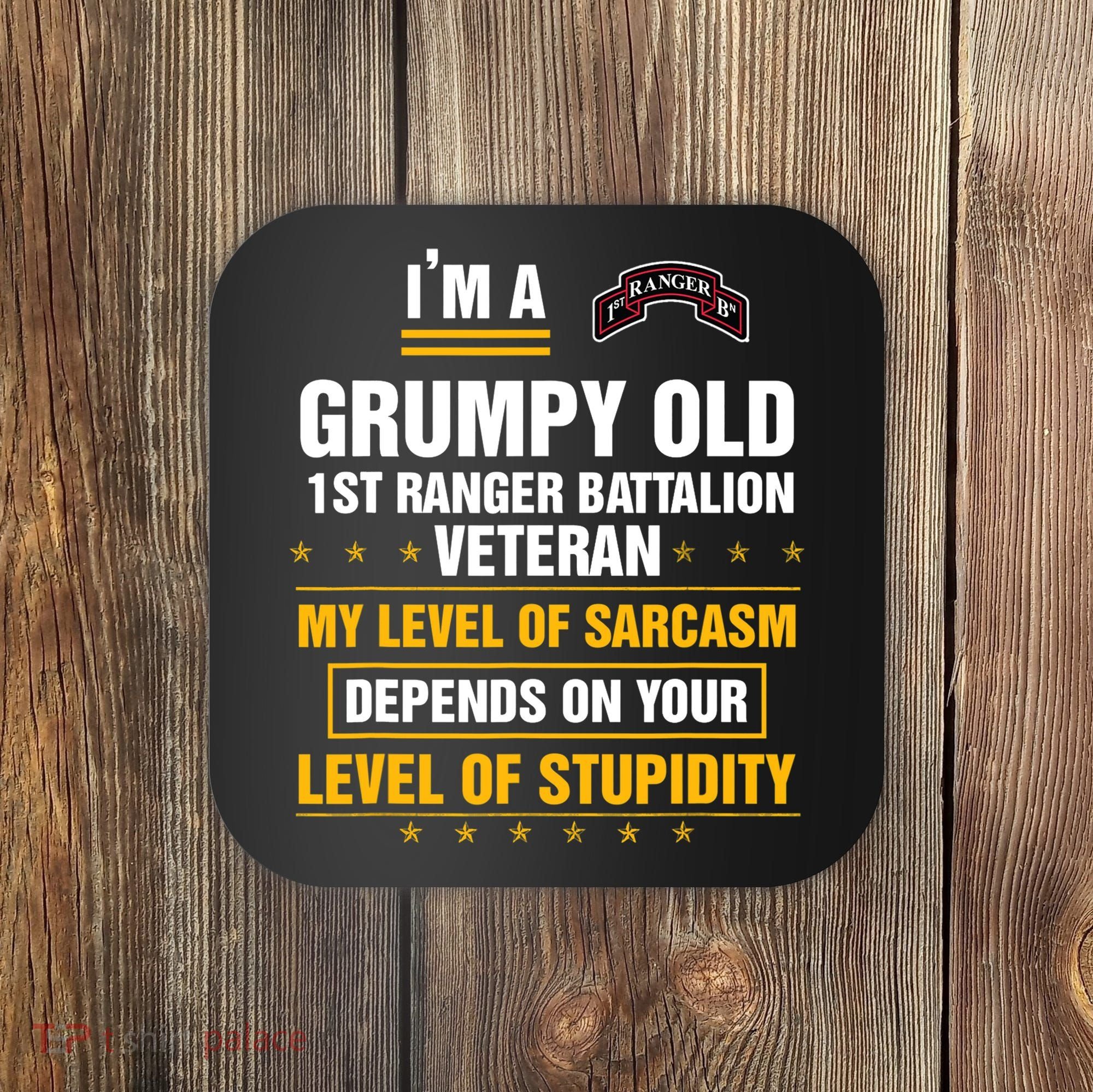 Grumpy Old 1st Ranger Battalion Veteran Soldier Funny Xmas Coaster