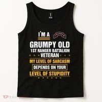 Grumpy Old 1st Ranger Battalion Veteran Soldier Funny Xmas Tank Top thumb 2