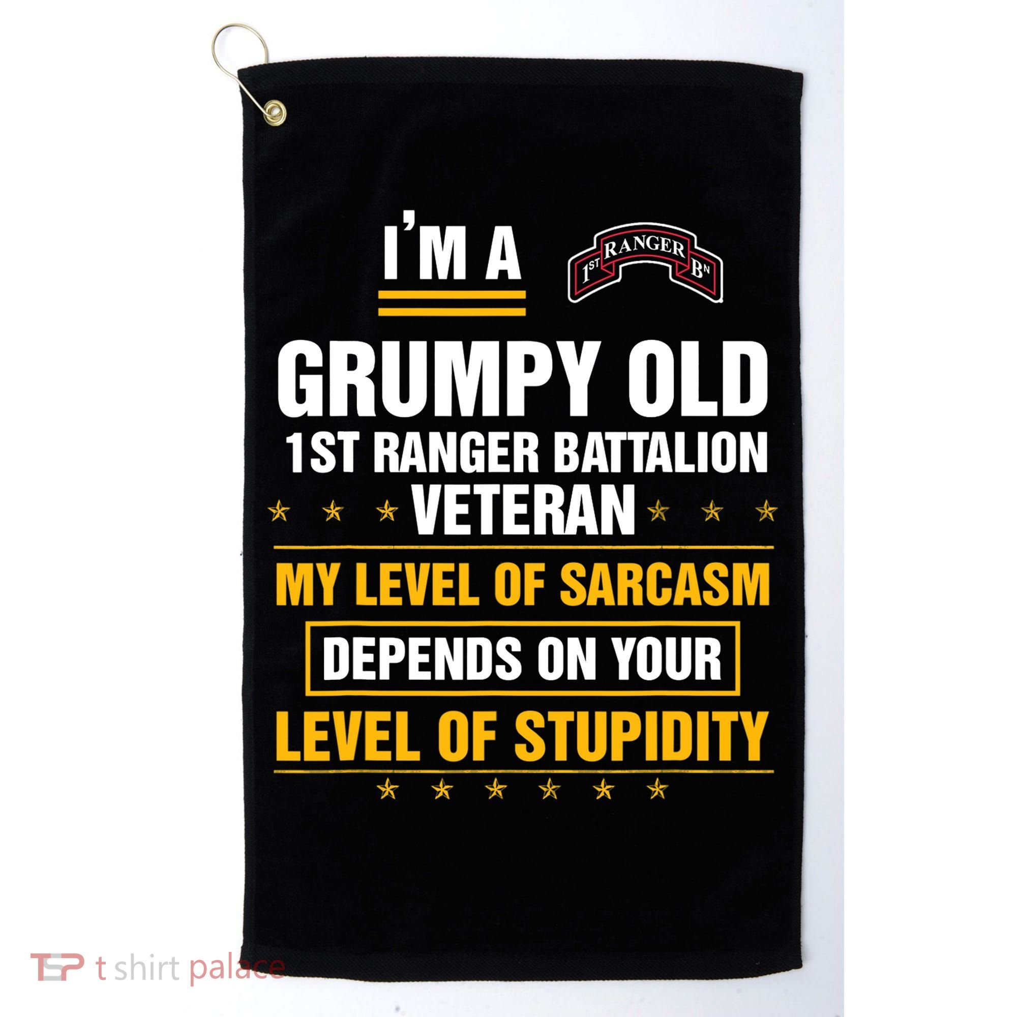 Grumpy Old 1st Ranger Battalion Veteran Soldier Funny Xmas Golf Towel