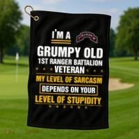 Grumpy Old 1st Ranger Battalion Veteran Soldier Funny Xmas Golf Towel thumb 1