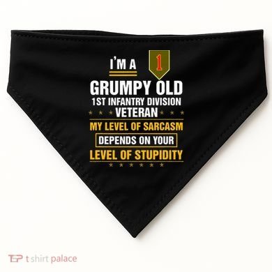Grumpy Old 1st Infantry Division Veteran Father Day USA-Made Doggie Bandana
