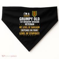Grumpy Old 1st Infantry Division Veteran Father Day USA-Made Doggie Bandana thumb 0