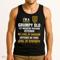 Grumpy Old 1st Infantry Division Veteran Father Day Tank Top thumb 3
