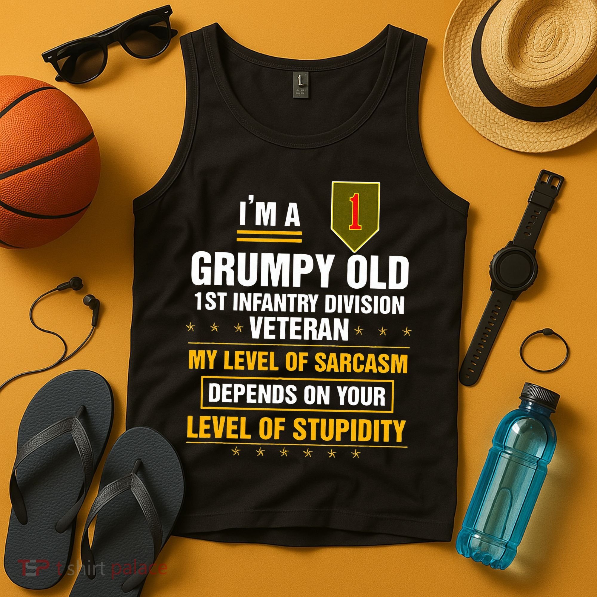 Grumpy Old 1st Infantry Division Veteran Father Day Tank Top
