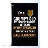 Grumpy Old 1st Infantry Division Veteran Father Day Golf Towel thumb 0