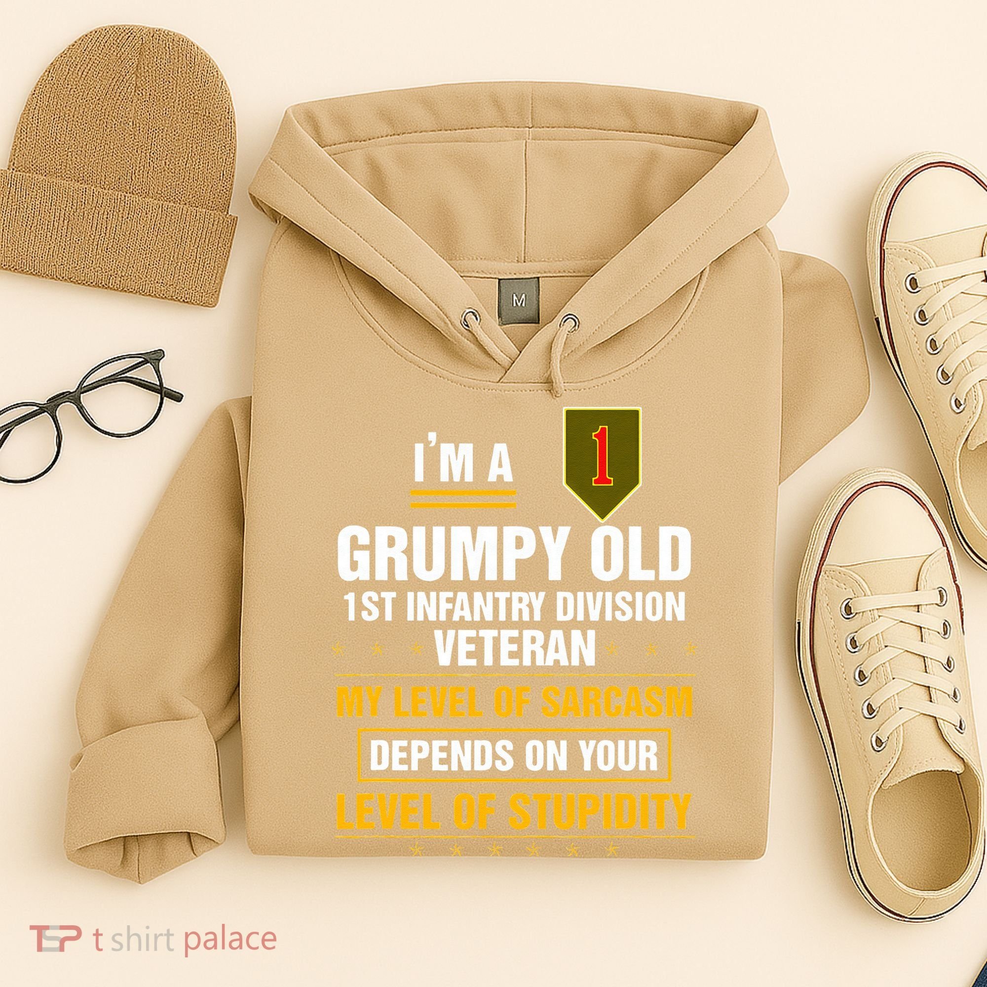 Grumpy Old 1st Infantry Division Veteran Father Day Hoodie