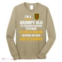 Grumpy Old 1st Infantry Division Veteran Father Day Long Sleeve Shirt thumb 0
