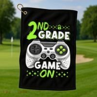 Game On 2nd Grade Back To School Funny Gamer Golf Towel thumb 1