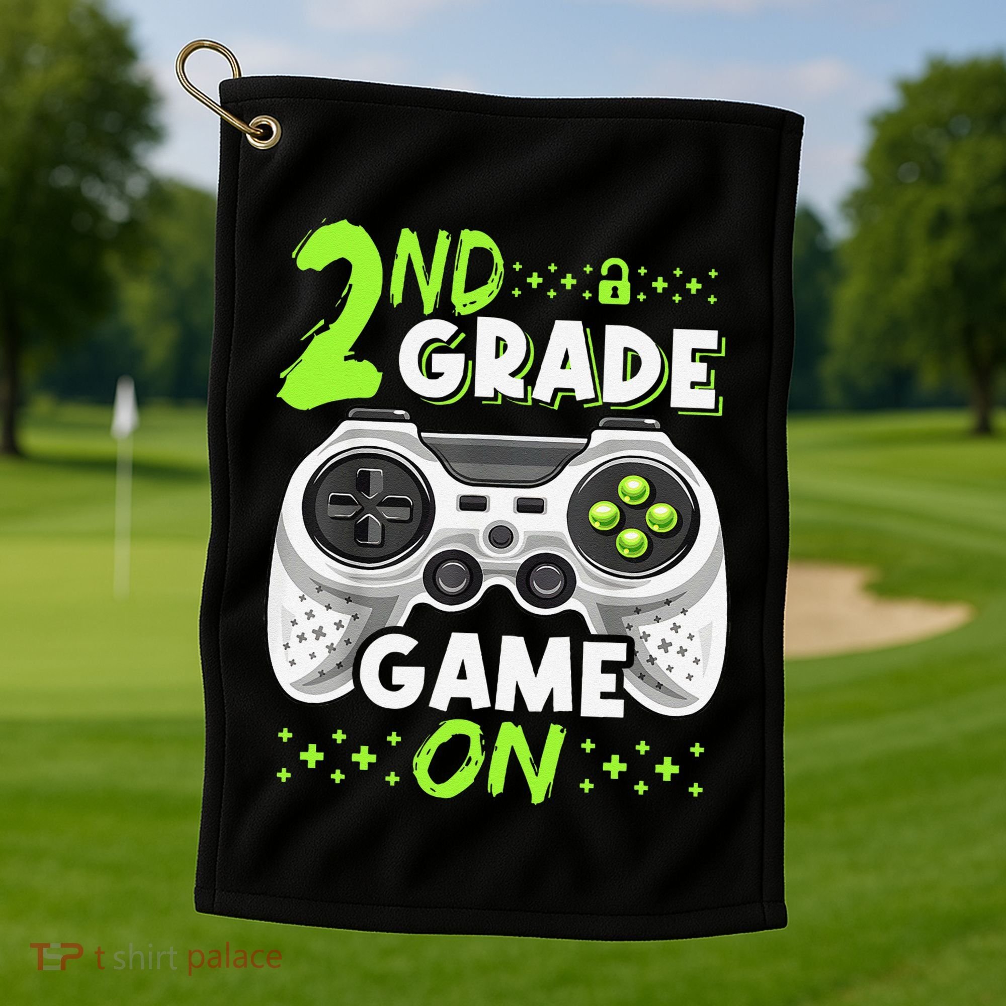 Game On 2nd Grade Back To School Funny Gamer Golf Towel