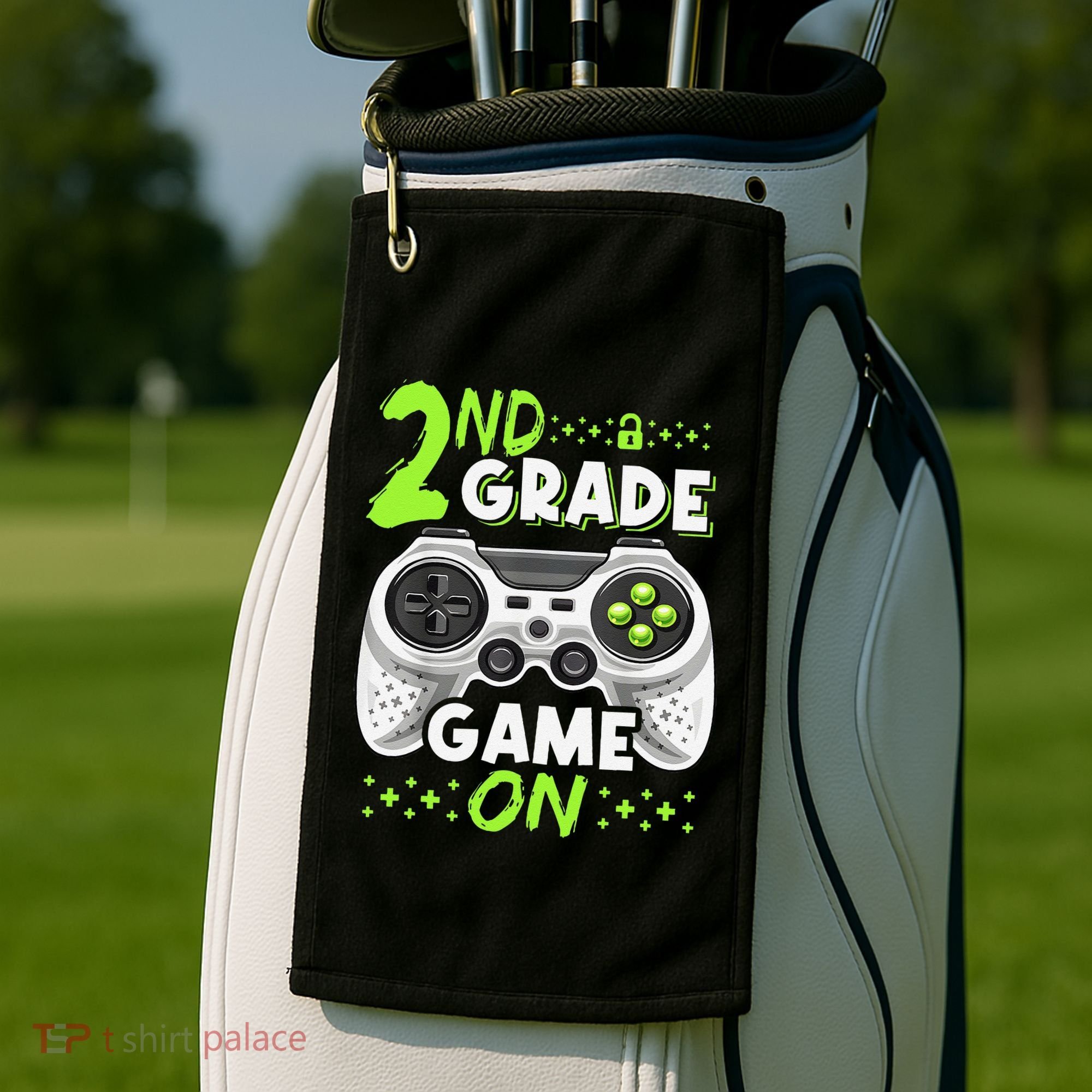 Game On 2nd Grade Back To School Funny Gamer Golf Towel