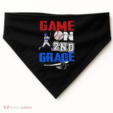 Game On 2nd Grade With Baseball Player First Day Of School USA-Made Doggie Bandana
