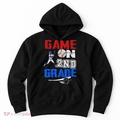 Game On 2nd Grade With Baseball Player First Day Of School Hoodie