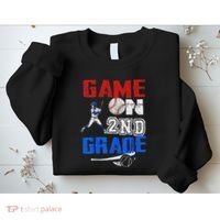 Game On 2nd Grade With Baseball Player First Day Of School Sweatshirt thumb 2