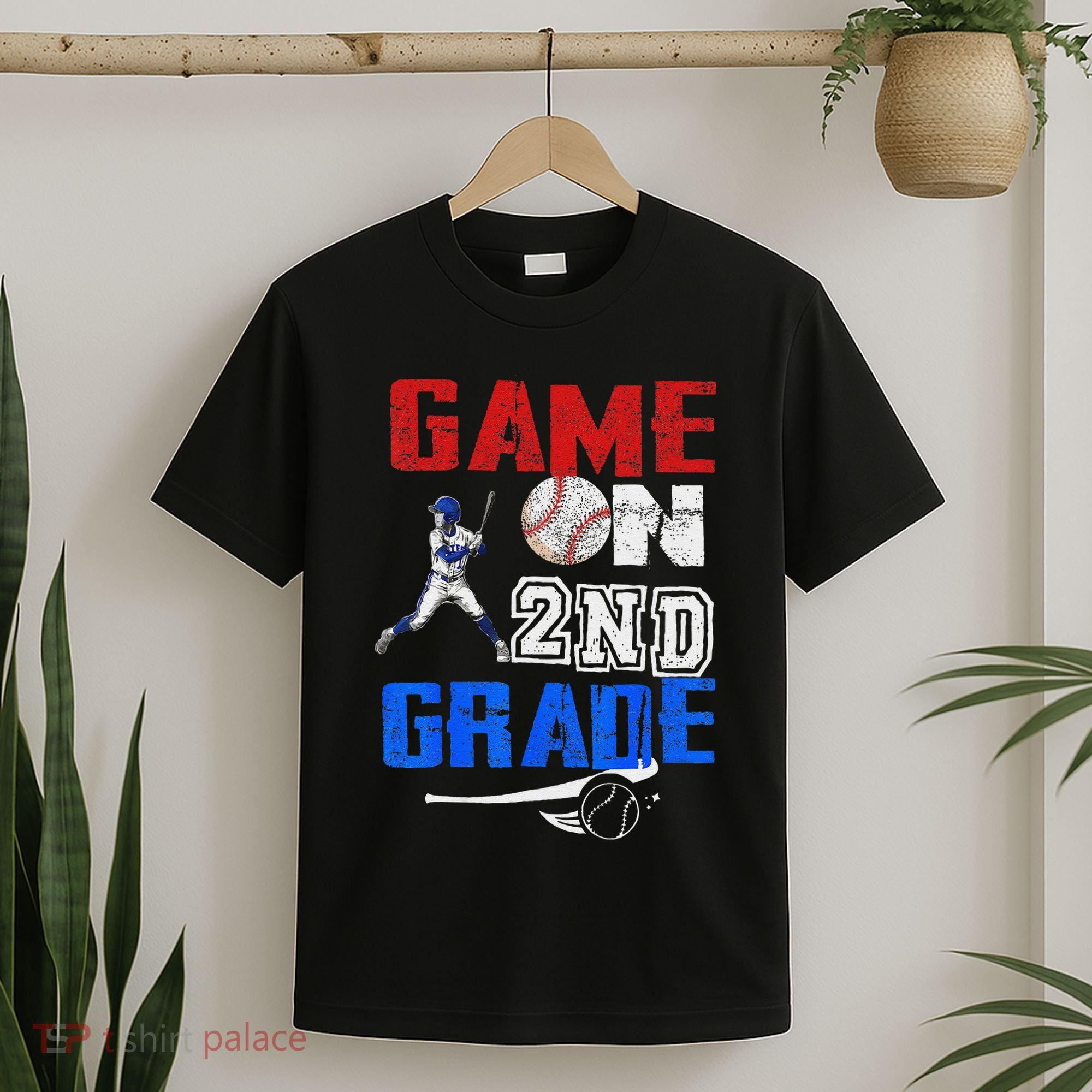 Game On 2nd Grade With Baseball Player First Day Of School T-Shirt