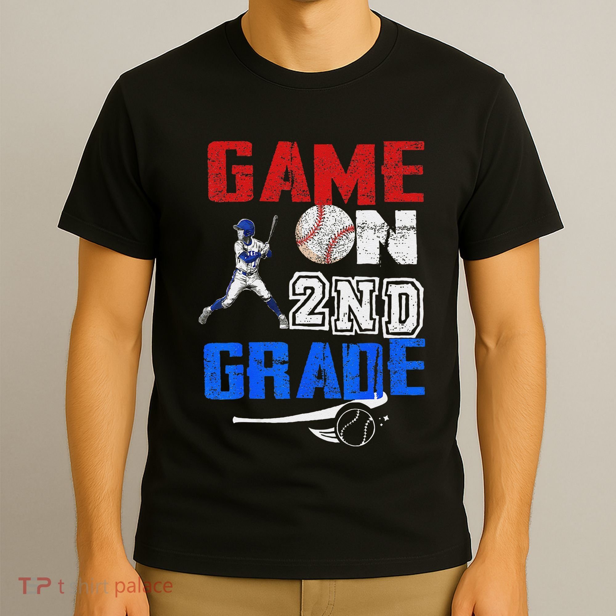 Game On 2nd Grade With Baseball Player First Day Of School T-Shirt