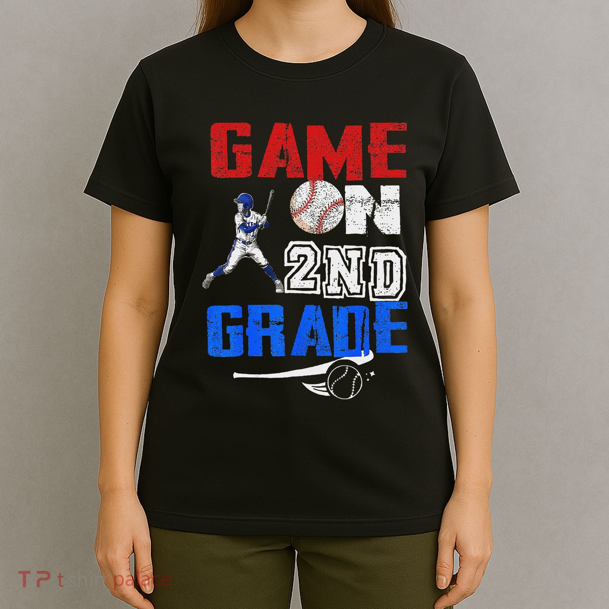 Game On 2nd Grade With Baseball Player First Day Of School T-Shirt