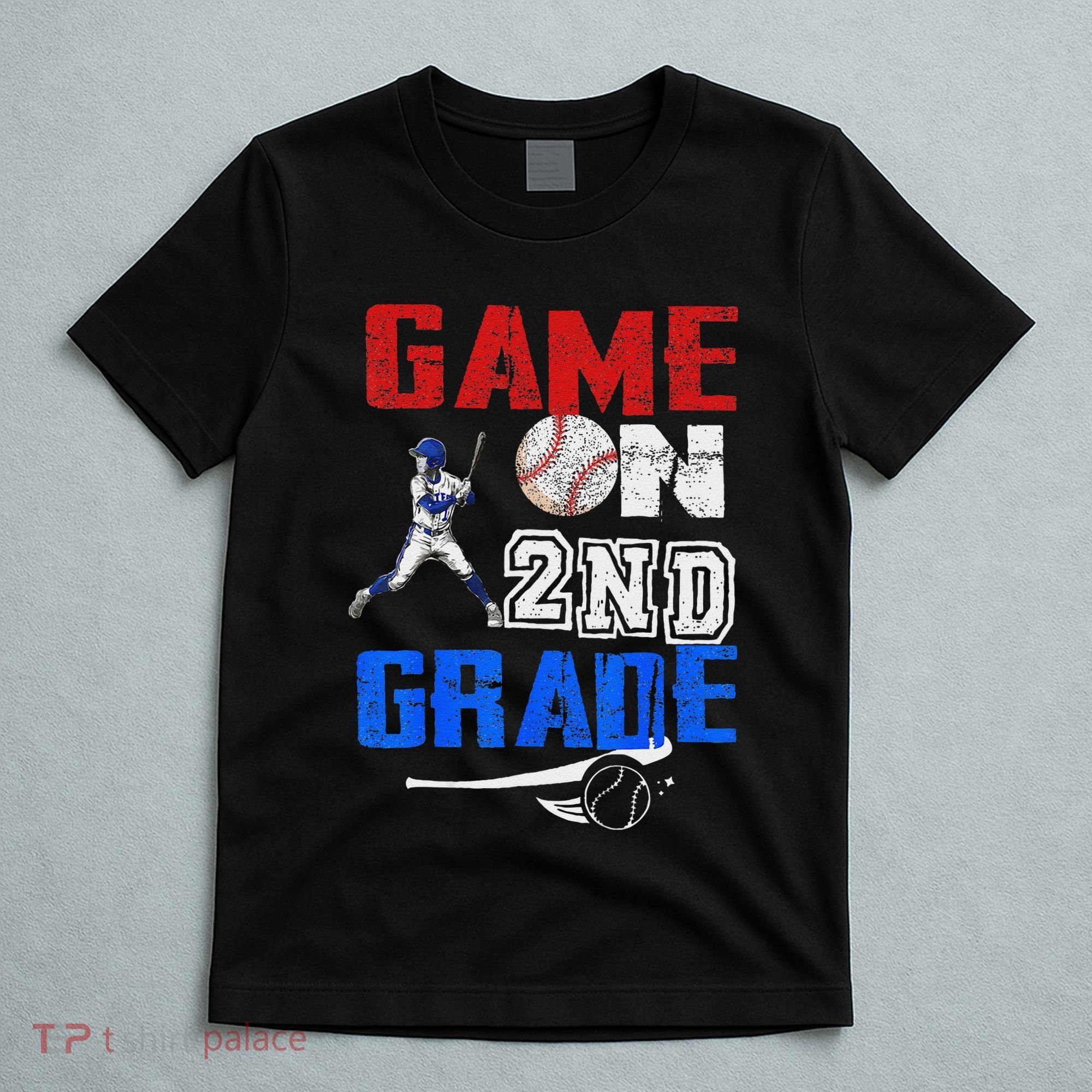 Game On 2nd Grade With Baseball Player First Day Of School T-Shirt