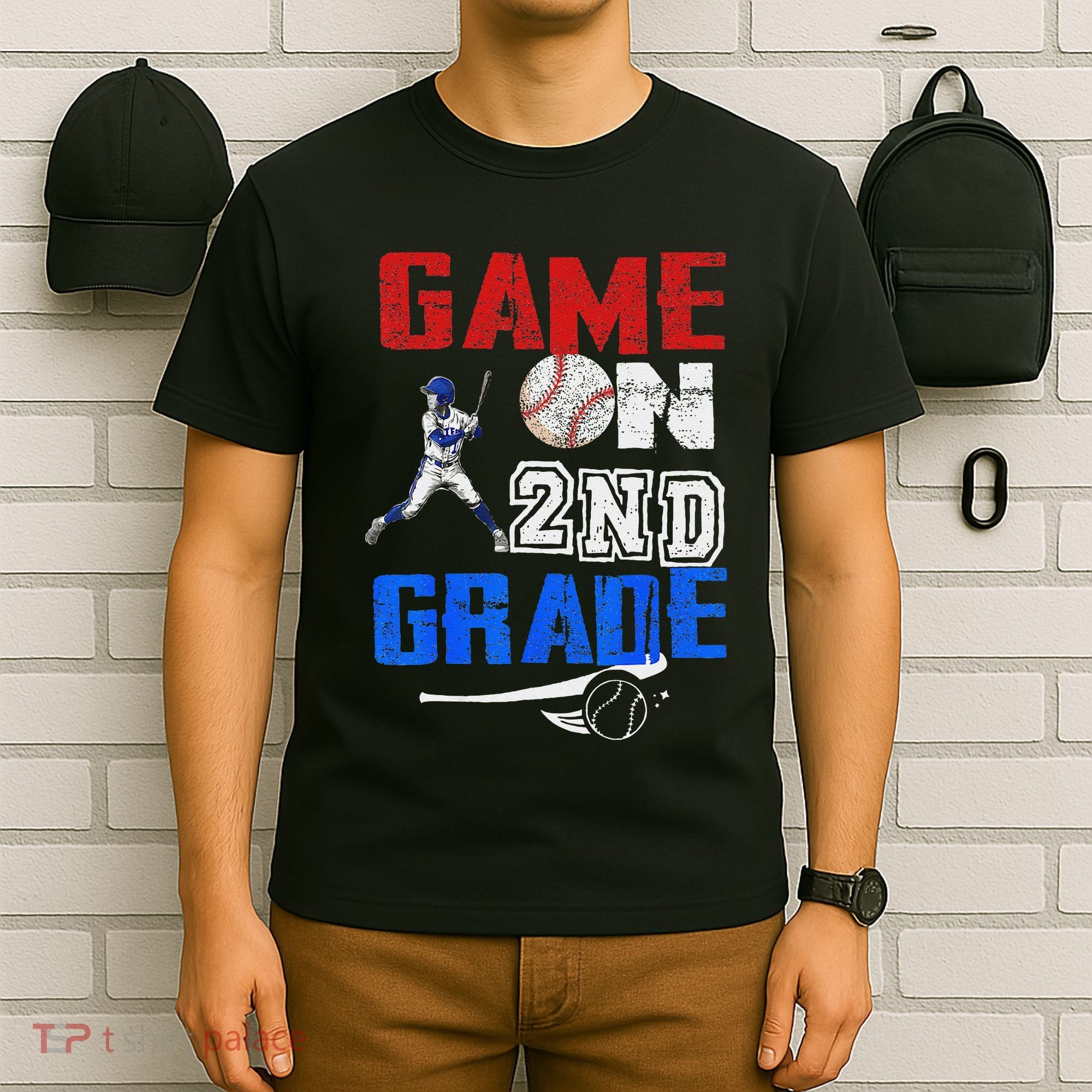 Game On 2nd Grade With Baseball Player First Day Of School T-Shirt