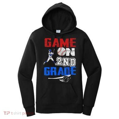 Game On 2nd Grade With Baseball Player First Day Of School Women's Hoodie