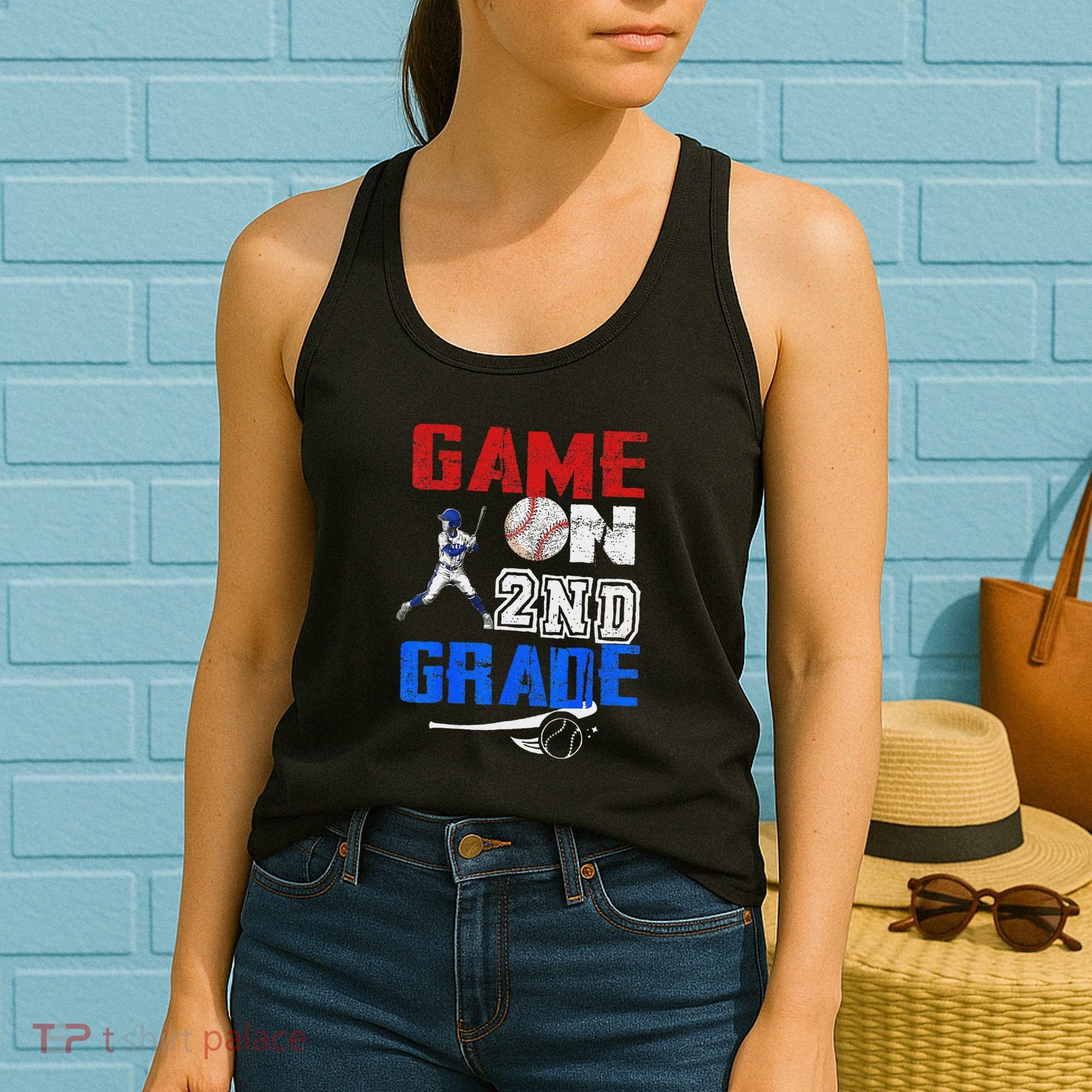 Game On 2nd Grade With Baseball Player First Day Of School Women's Tank Top