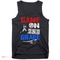 Game On 2nd Grade With Baseball Player First Day Of School Tank Top thumb 0