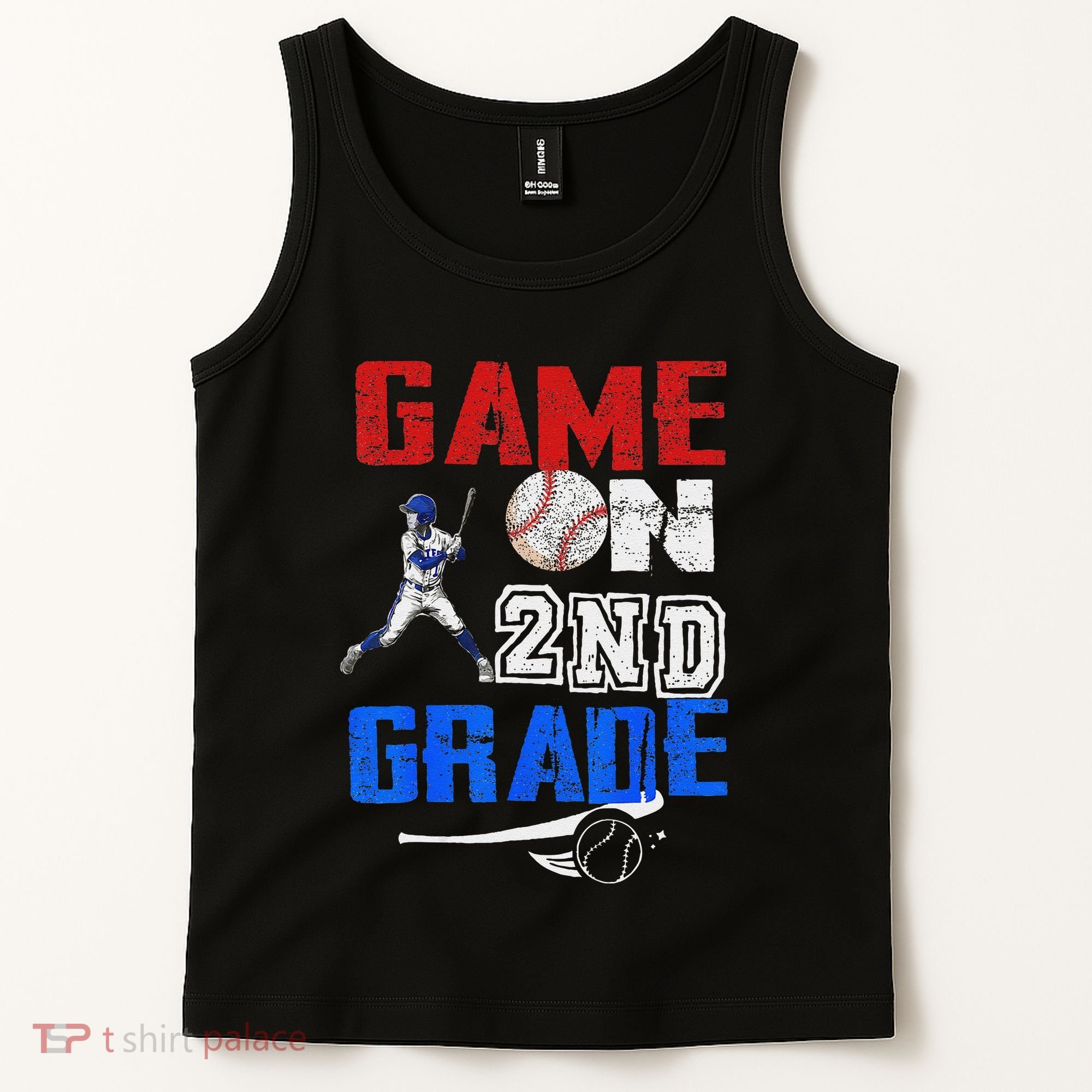 Game On 2nd Grade With Baseball Player First Day Of School Tank Top