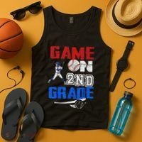Game On 2nd Grade With Baseball Player First Day Of School Tank Top thumb 4