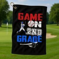 Game On 2nd Grade With Baseball Player First Day Of School Golf Towel thumb 1