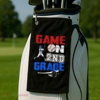 Game On 2nd Grade With Baseball Player First Day Of School Golf Towel thumb 2