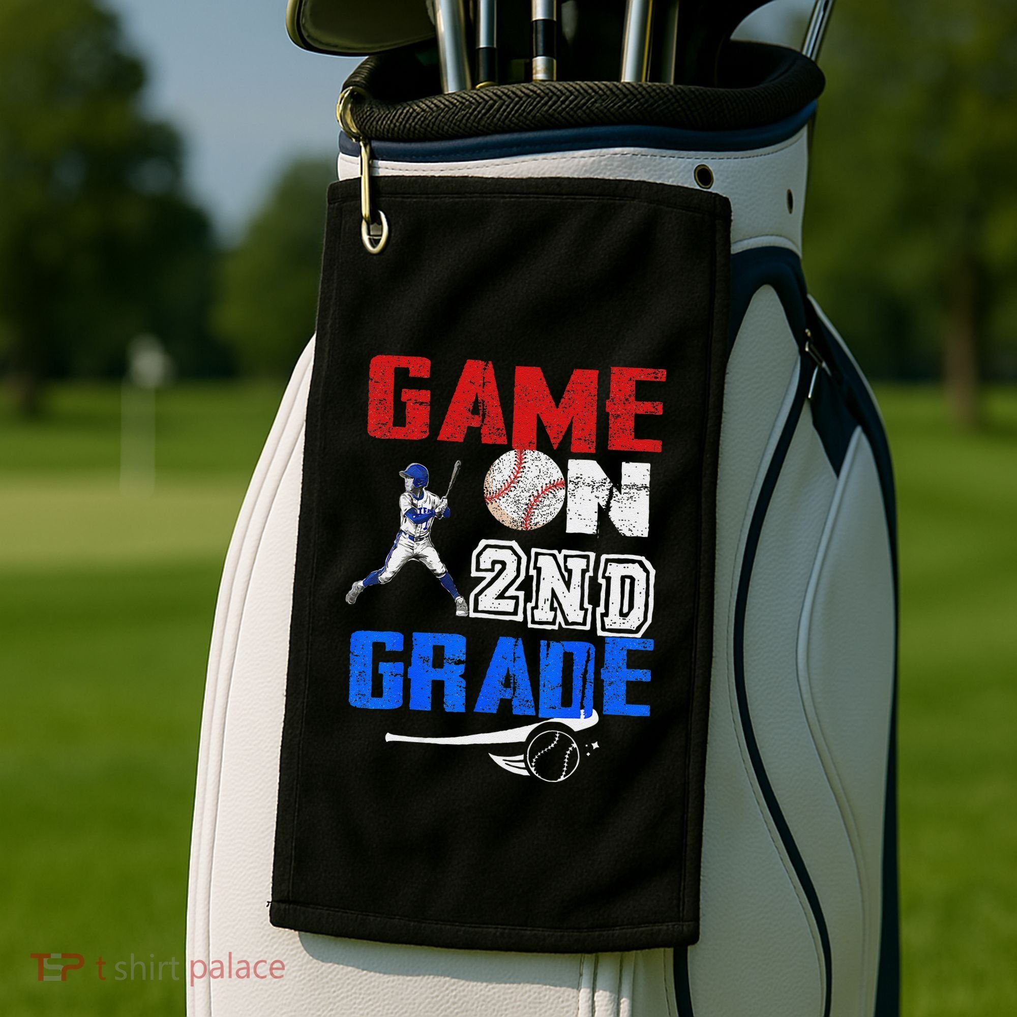 Game On 2nd Grade With Baseball Player First Day Of School Golf Towel