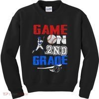 Game On 2nd Grade With Baseball Player First Day Of School Kids Sweatshirt thumb 0