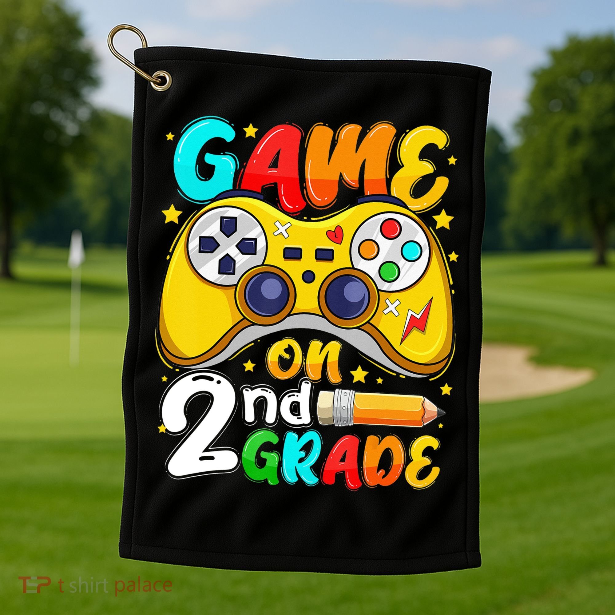 Game On 2nd Grade Back To School Gamer Golf Towel