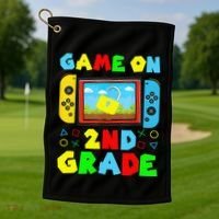 Game On 2nd Grade Back To School Funny Gamer Golf Towel thumb 1