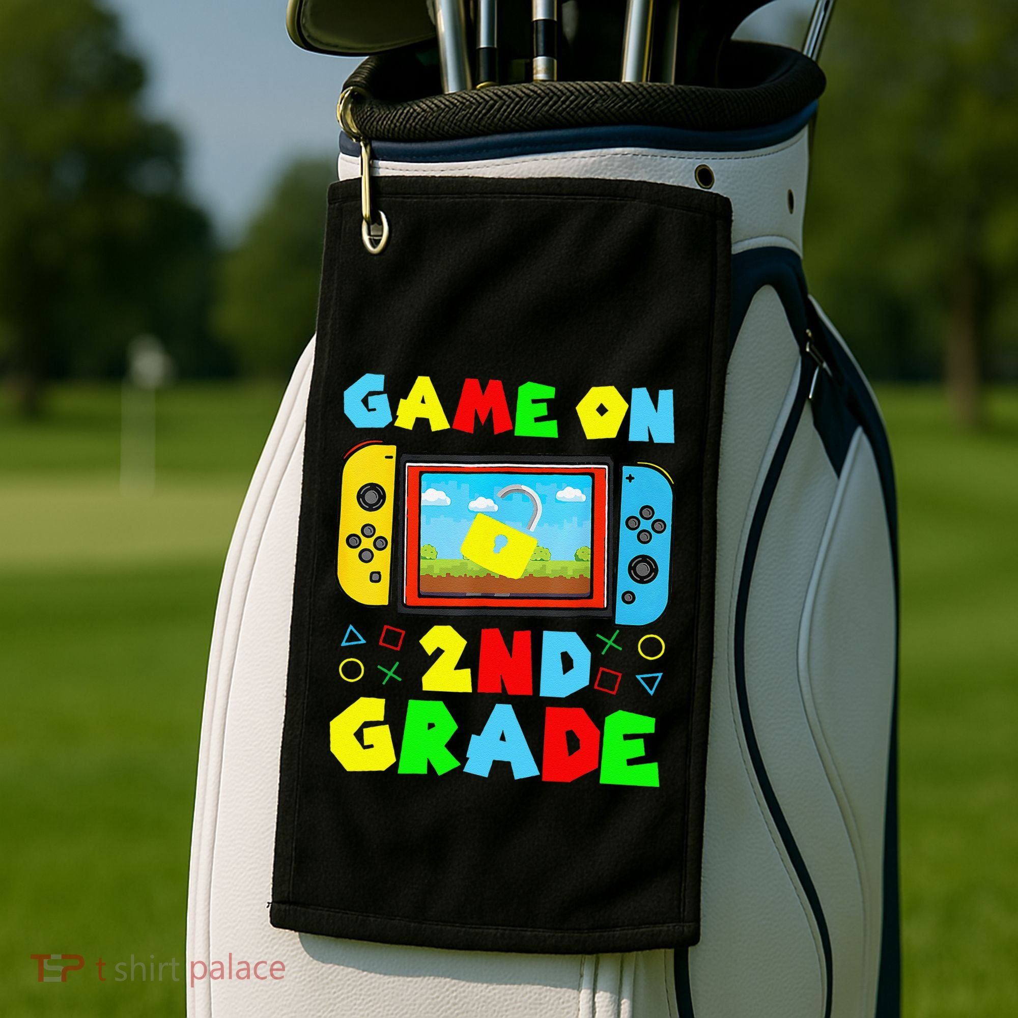 Game On 2nd Grade Back To School Funny Gamer Golf Towel