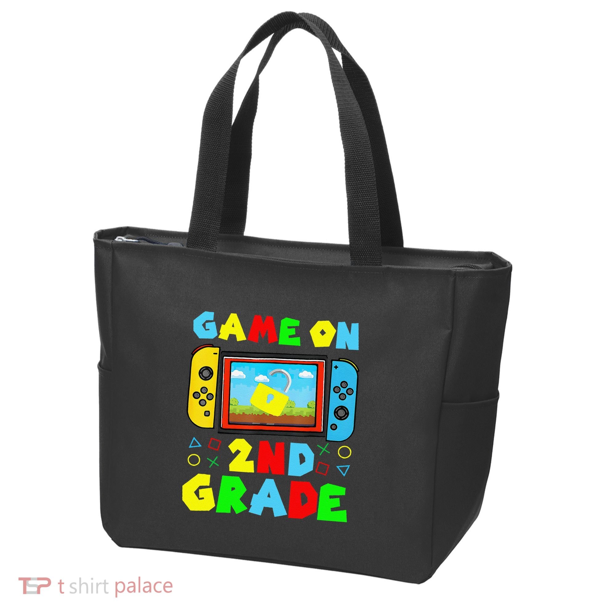 Game On 2nd Grade Back To School Funny Gamer Tote Bag