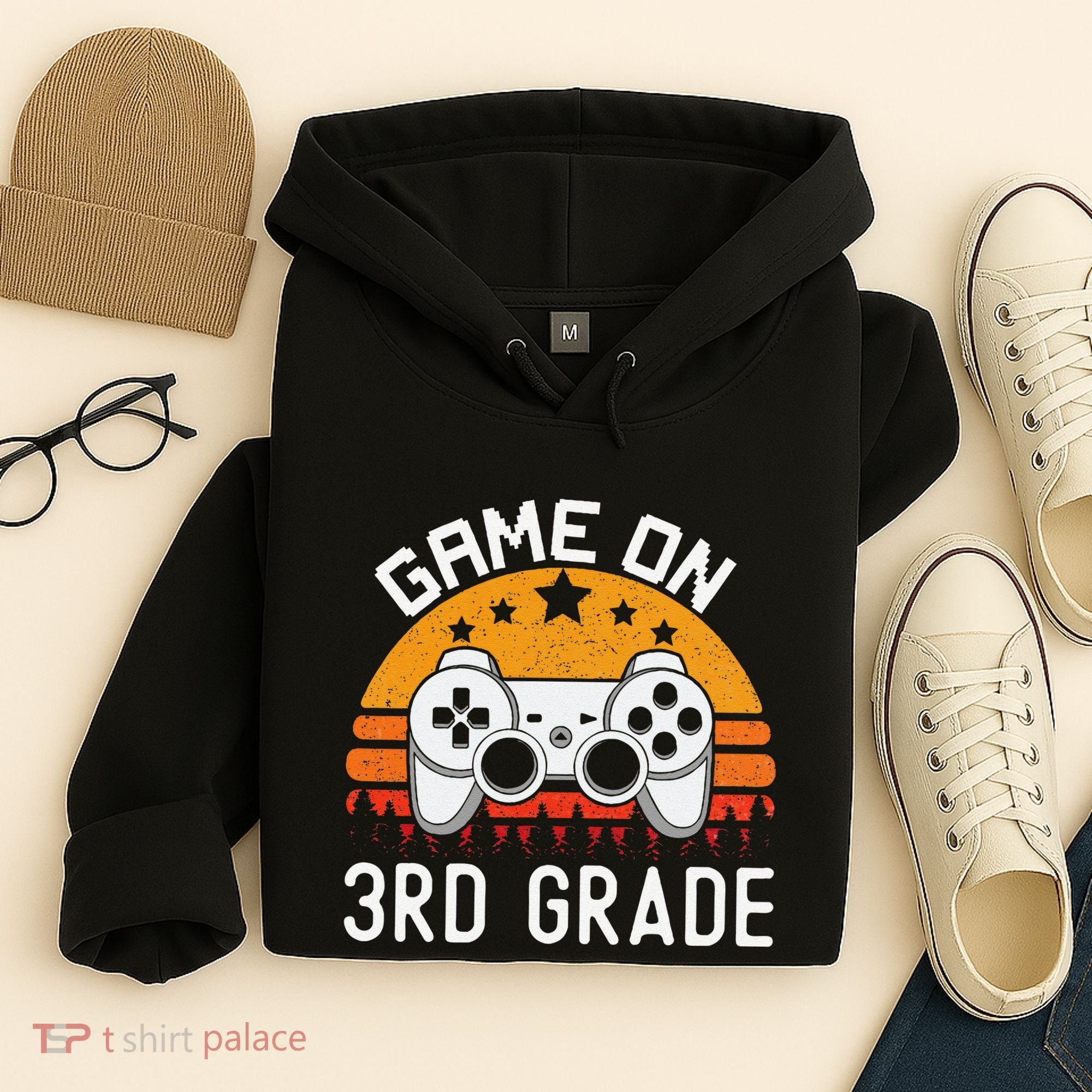 Game On 3rd Grade Back To School Third Grade Gamer Hoodie