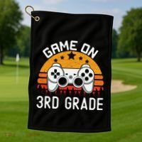 Game On 3rd Grade Back To School Third Grade Gamer Golf Towel thumb 1