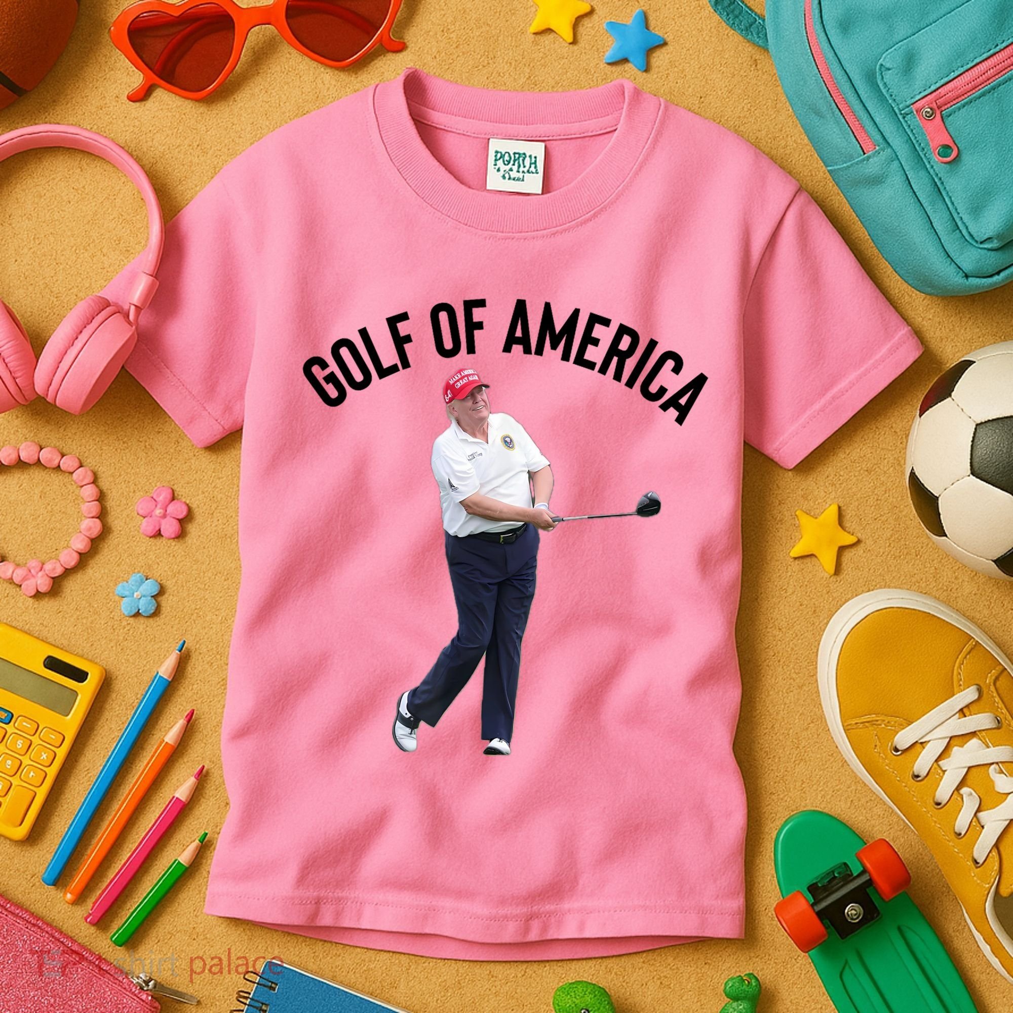Golf Of America Donald Trump Pun Kids T-Shirt