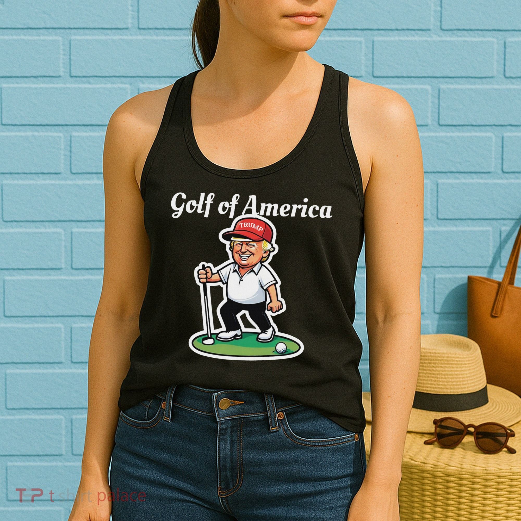 Golf Of America Funny Trump Humor Golfing Women's Tank Top