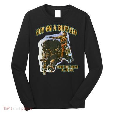 Guy On A Buffalo Punch That Cougar In The Face Long Sleeve Shirt