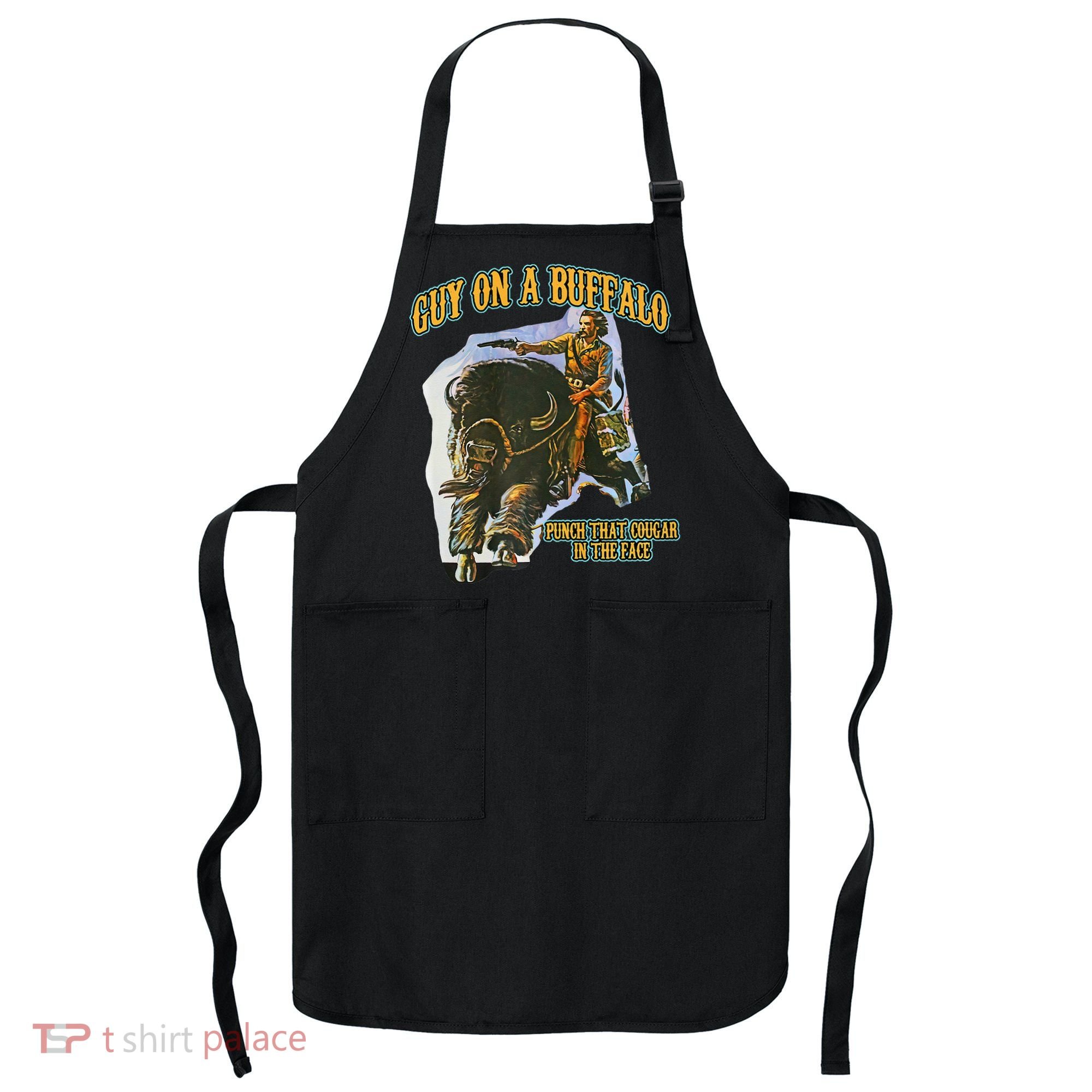 Guy On A Buffalo Punch That Cougar In The Face Apron