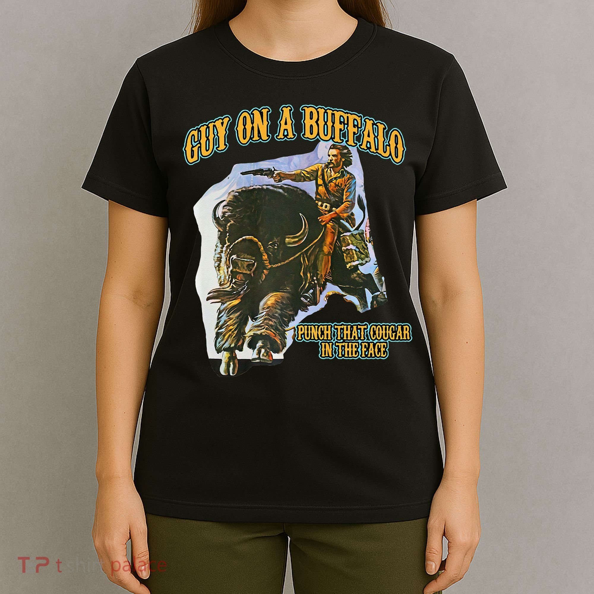 Guy On A Buffalo Punch That Cougar In The Face T-Shirt