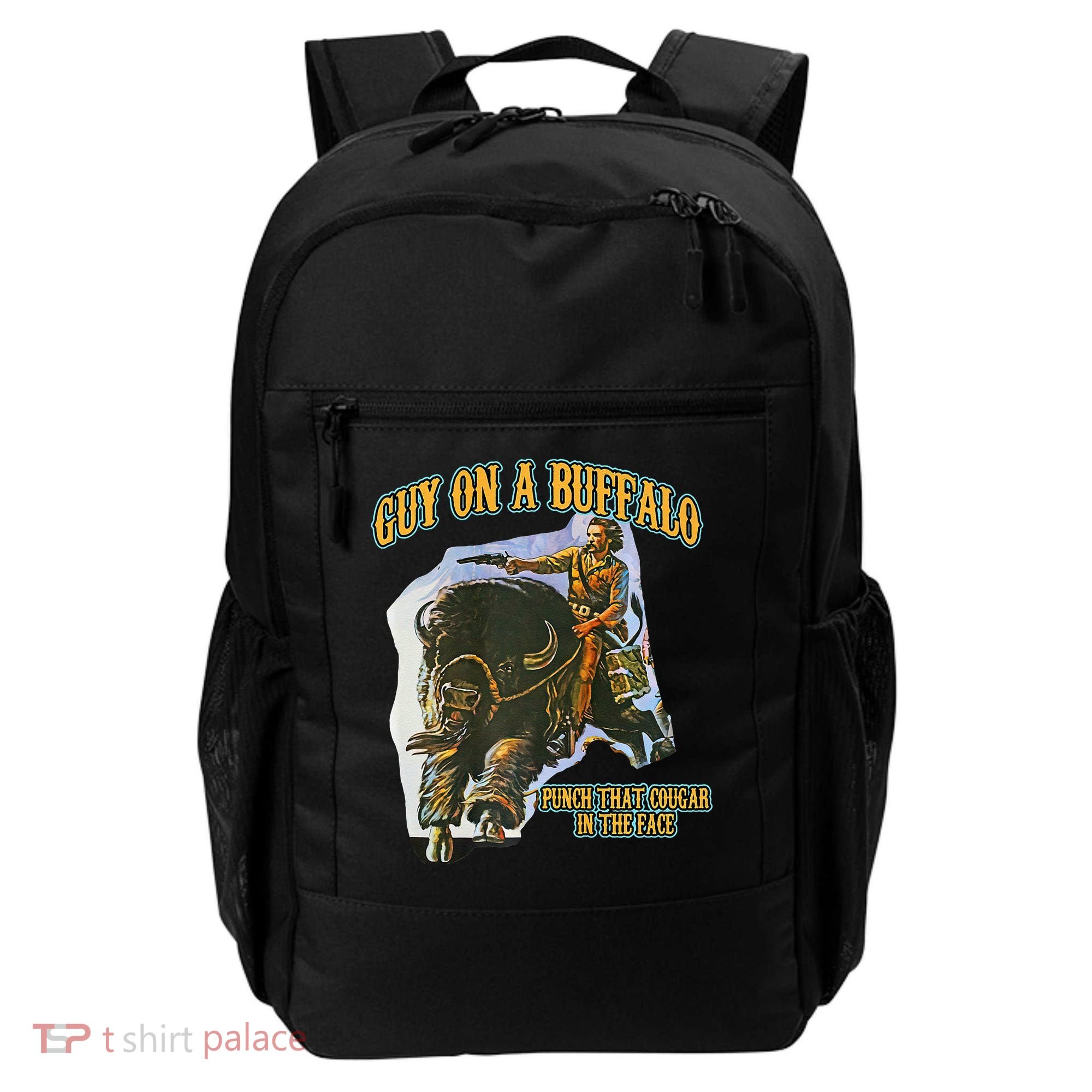 Guy On A Buffalo Punch That Cougar In The Face Backpack